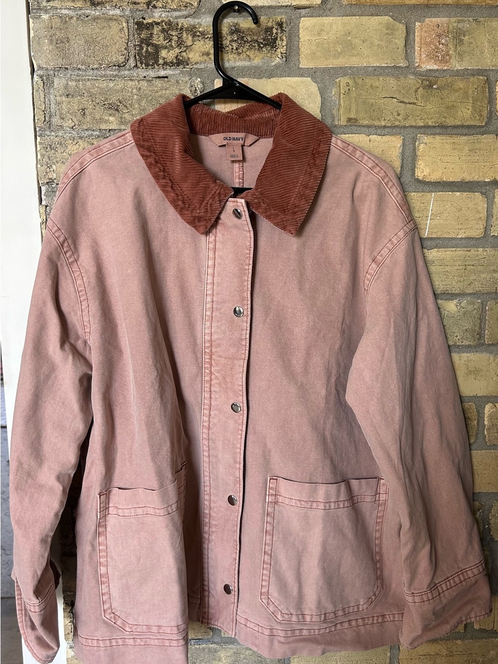 Old Navy Pink Utility Jacket with Rust Corduroy Collar